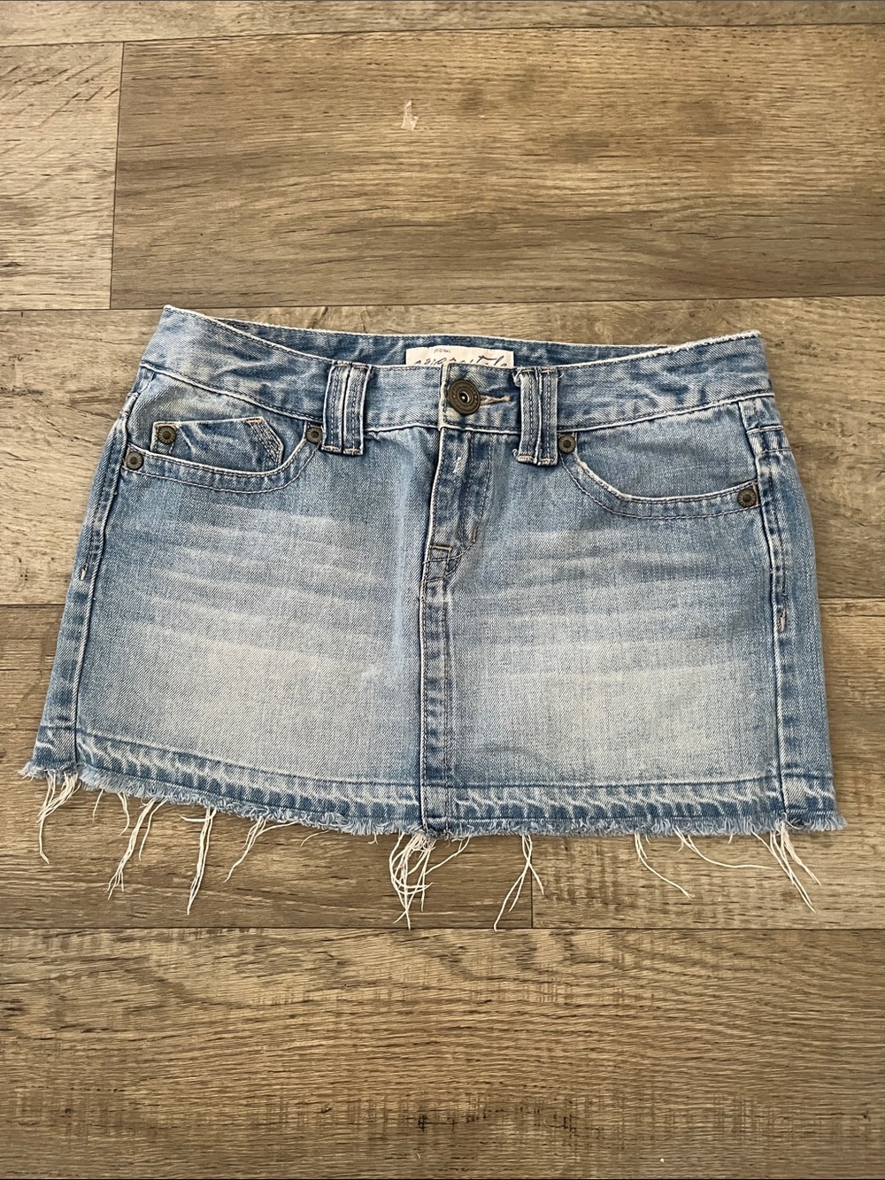 Aeropostale Light Blue Denim Mini Skirt with Frayed Hem Size 5/6